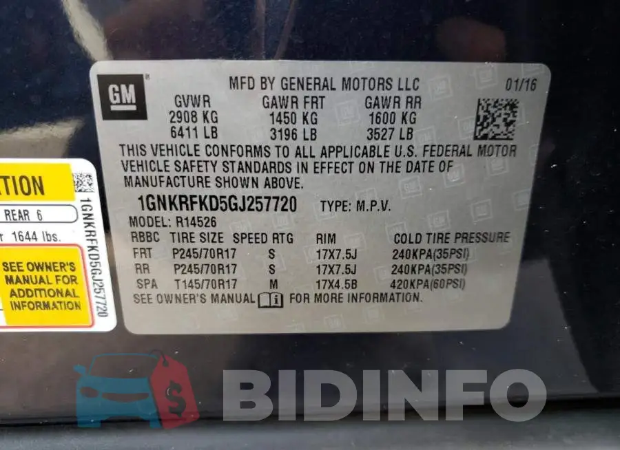 1GNKRFKD5GJ257720 Photo# 10