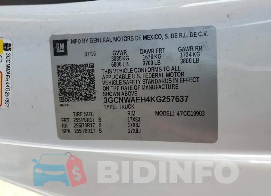 3GCNWAEH4KG257637 Photo# 13