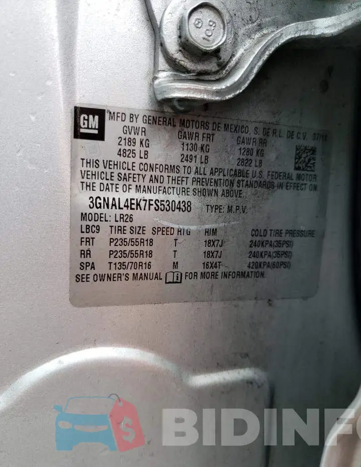 3GNAL4EK7FS530438 Photo# 14