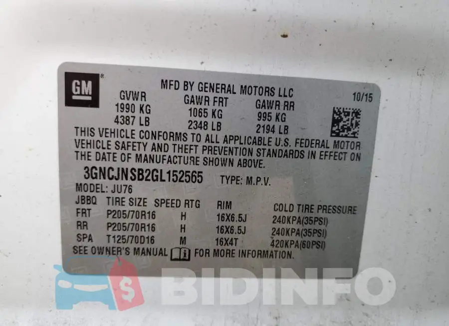 3GNCJNSB2GL152565 Photo# 11