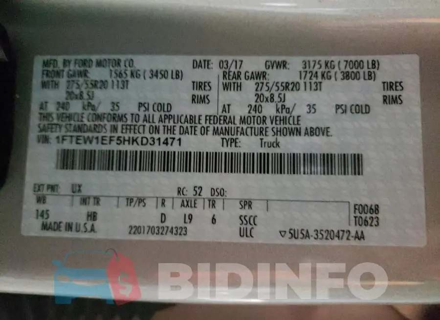 1FTEW1EF5HKD31471 Photo# 13