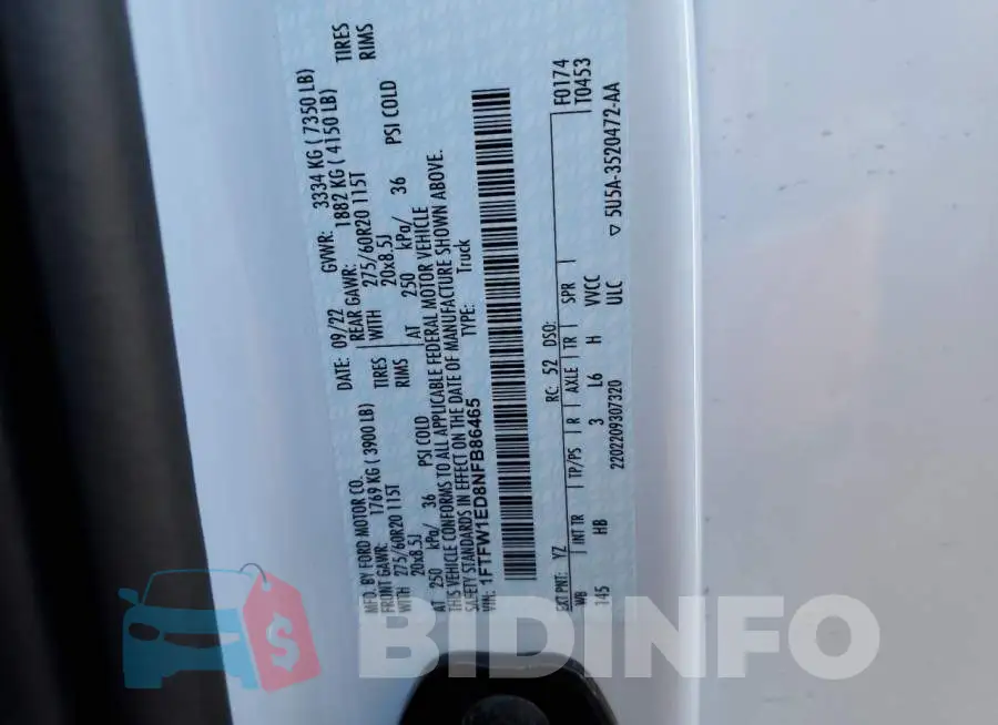1FTFW1ED8NFB86465 Photo# 12