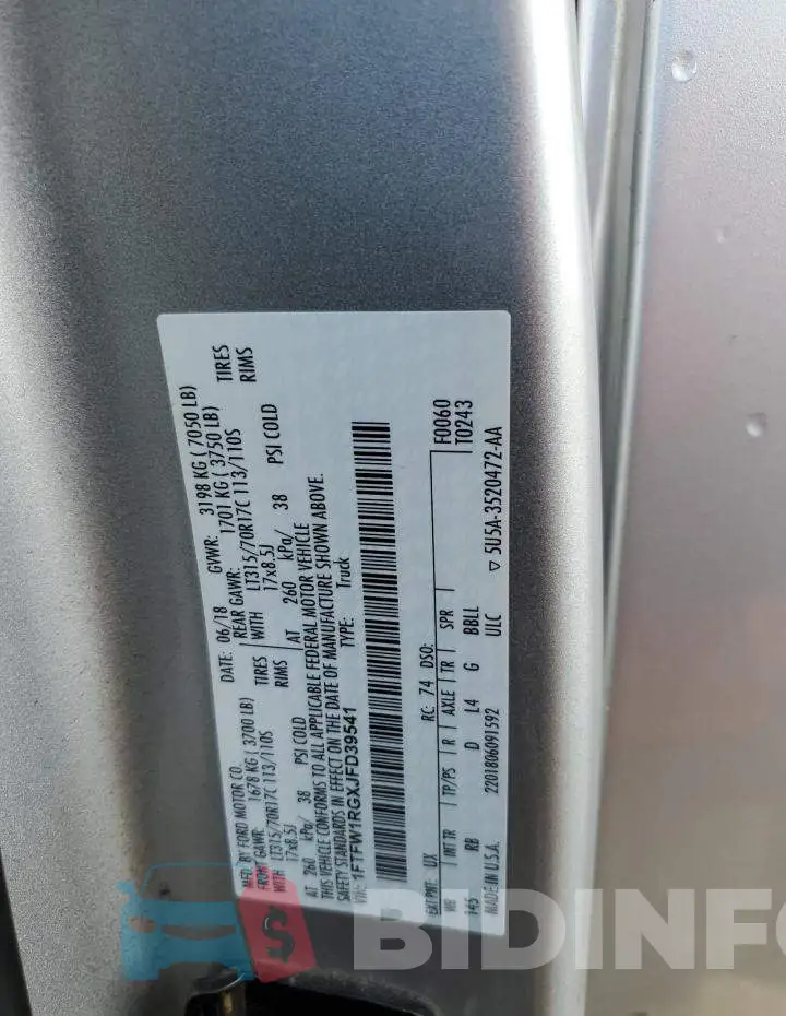 1FTFW1RGXJFD39541 Photo# 12