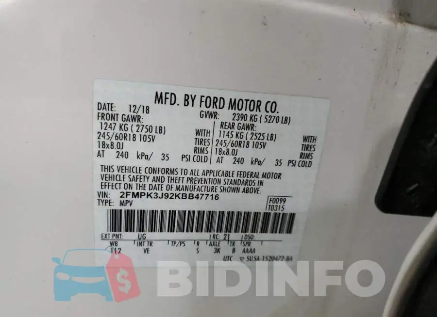 2FMPK3J92KBB47716 Photo# 13