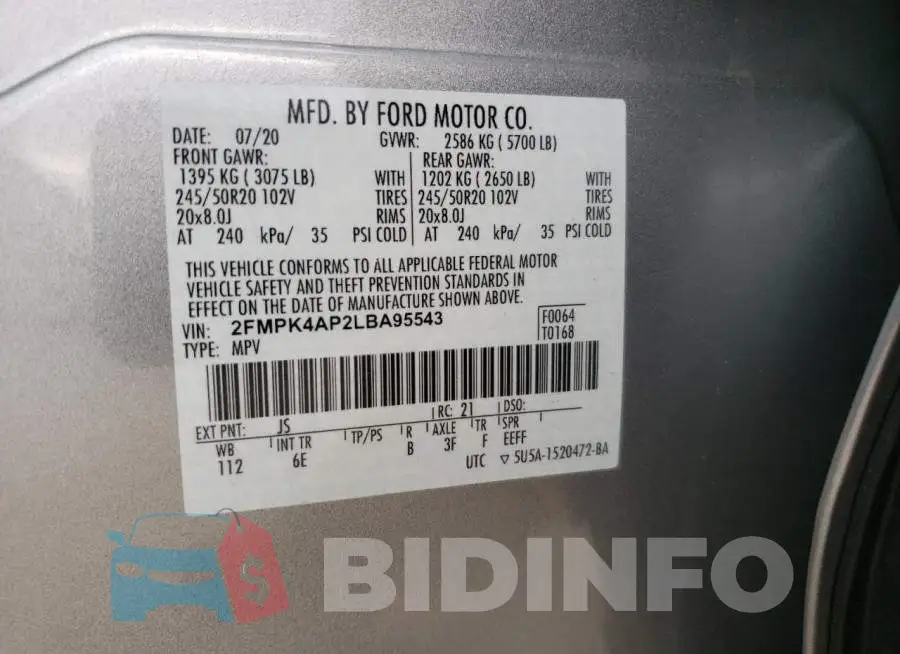 2FMPK4AP2LBA95543 Photo# 14