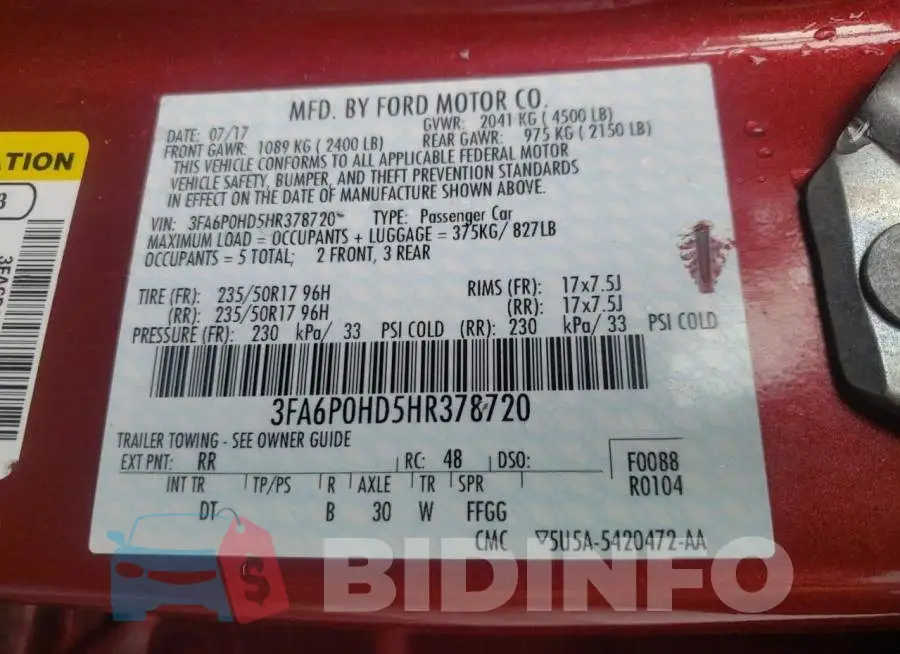 3FA6P0HD5HR378720 Photo# 12