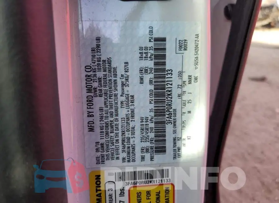 3FA6P0RU2KR121133 Photo# 12
