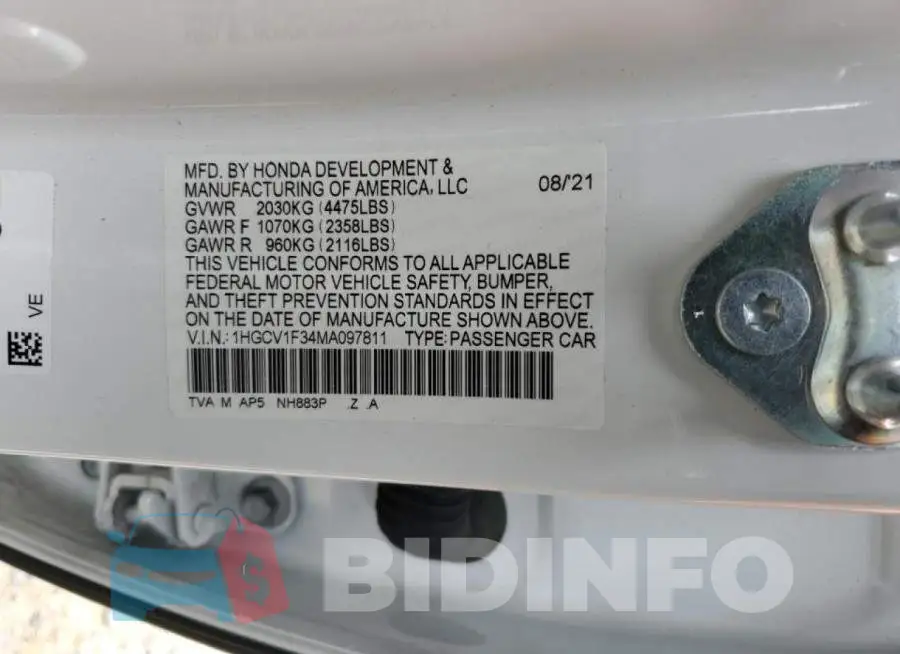 1HGCV1F34MA097811 Photo# 12