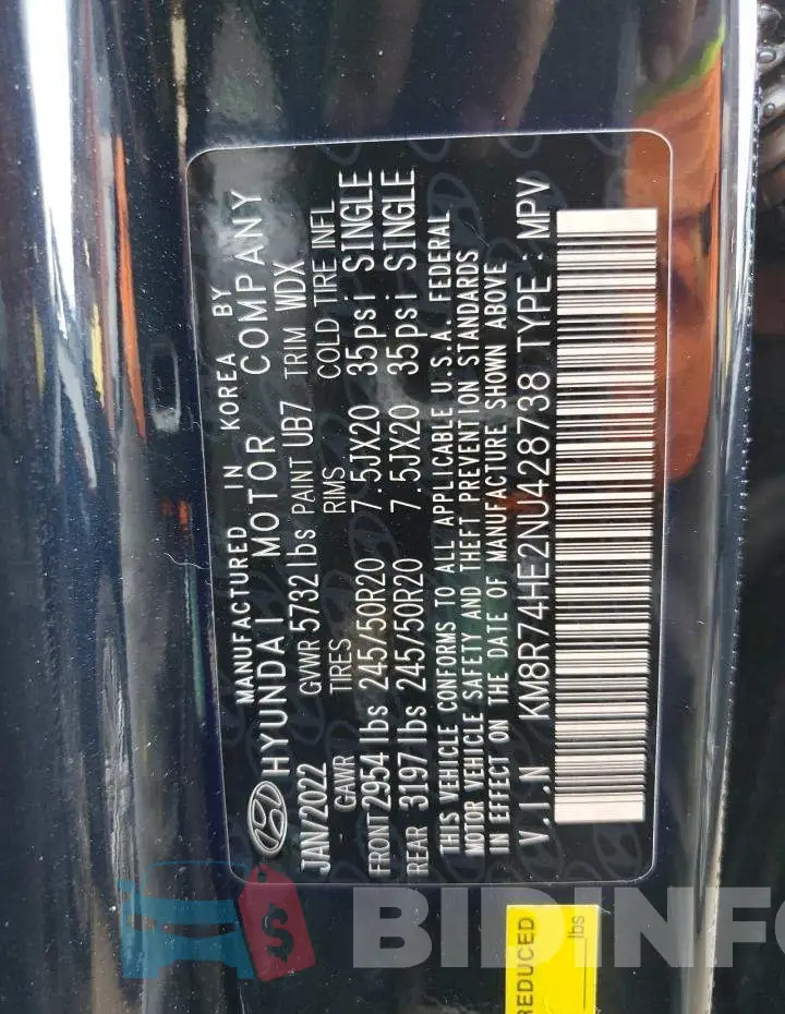 KM8R74HE2NU428738 Photo# 13