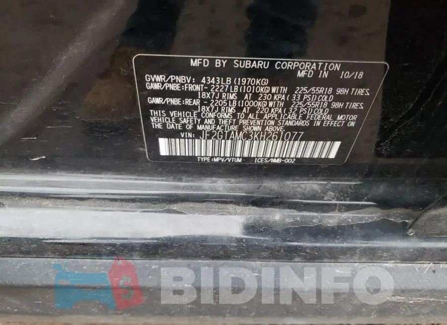 JF2GTAMC3KH261077 Photo# 13