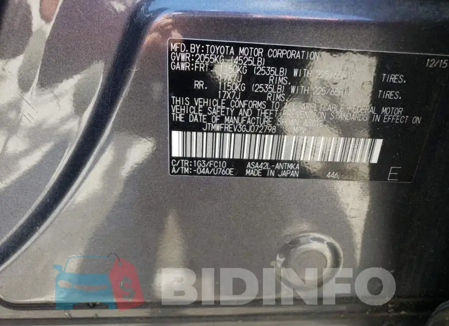 JTMWFREV3GJ072798 Photo# 10