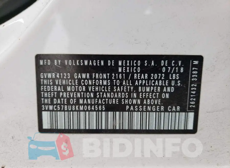 3VWC57BU8KM064565 Photo# 10