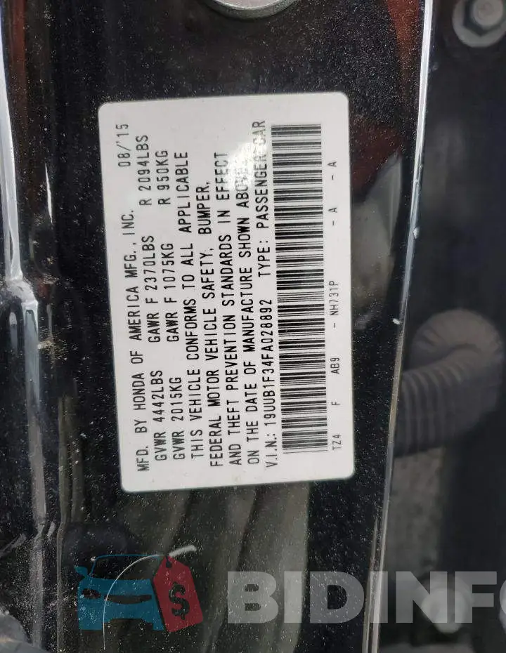 19UUB1F34FA028892 Photo# 12