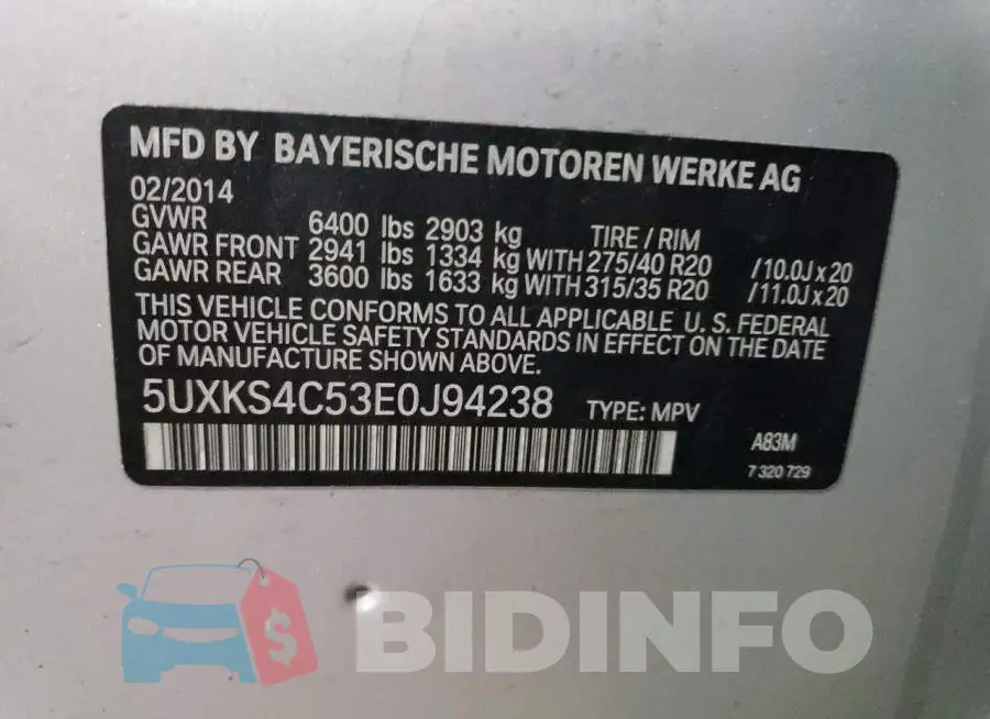 5UXKS4C53E0J94238 Photo# 12