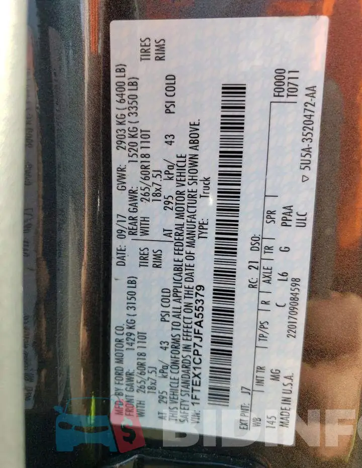 1FTEX1CP7JFA55379 Photo# 12