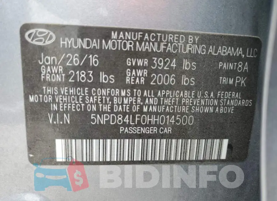 5NPD84LF0HH014500 Photo# 13