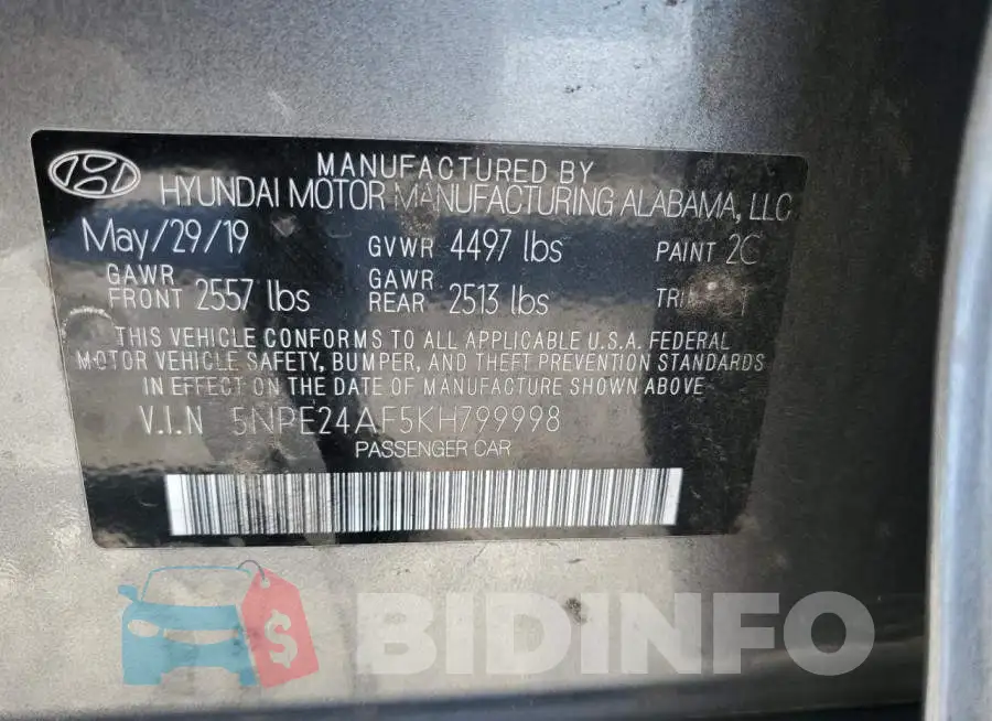 5NPE24AF5KH799998 Photo# 12