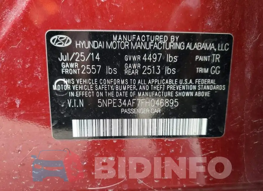 5NPE34AF7FH046895 Photo# 12