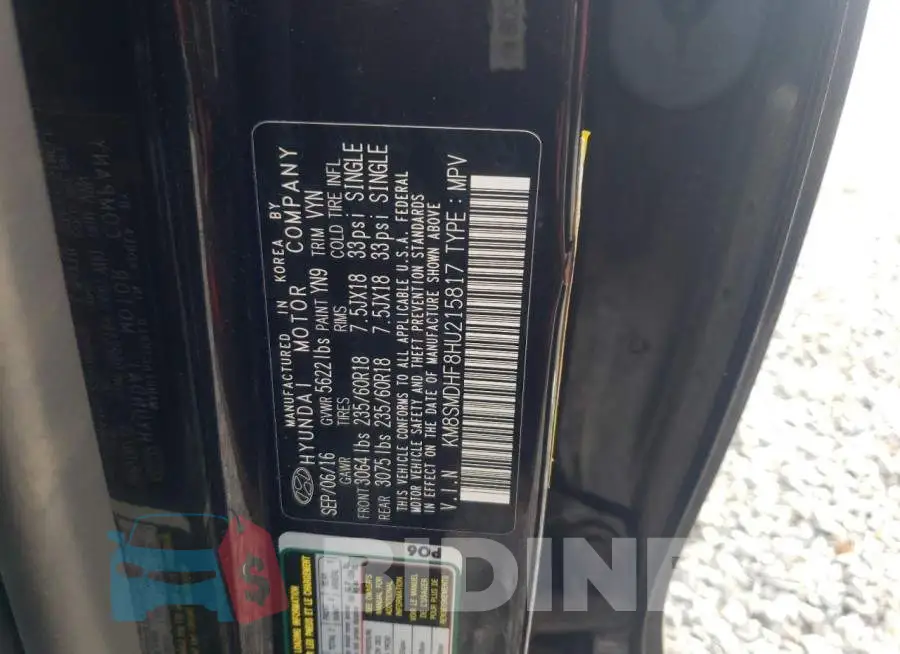 KM8SMDHF8HU215817 Photo# 13