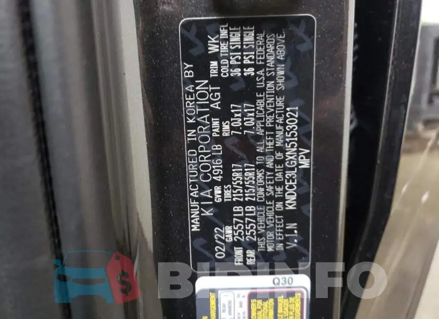 KNDCE3LGXN5153021 Photo# 14
