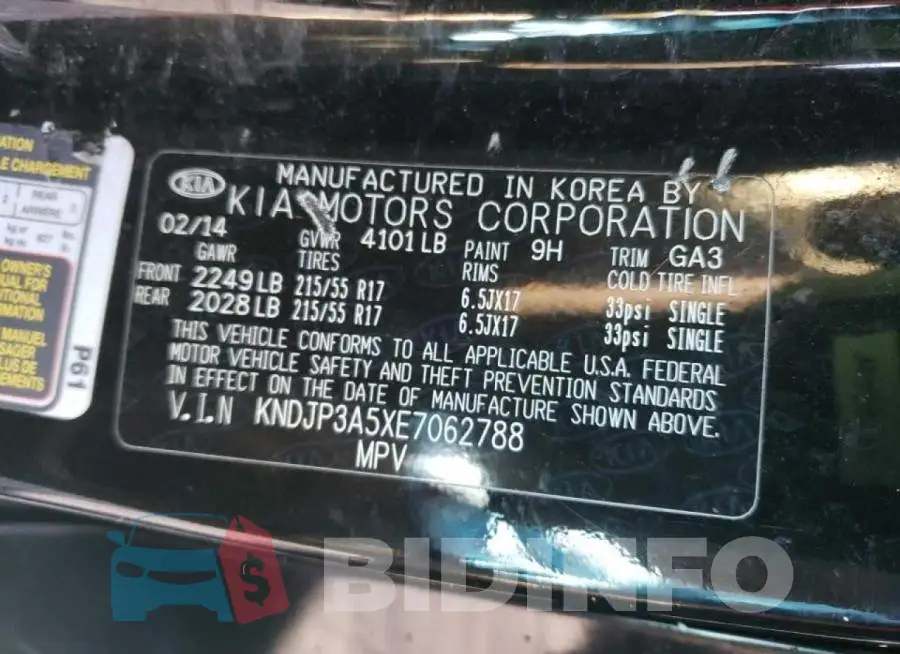 KNDJP3A5XE7062788 Photo# 13