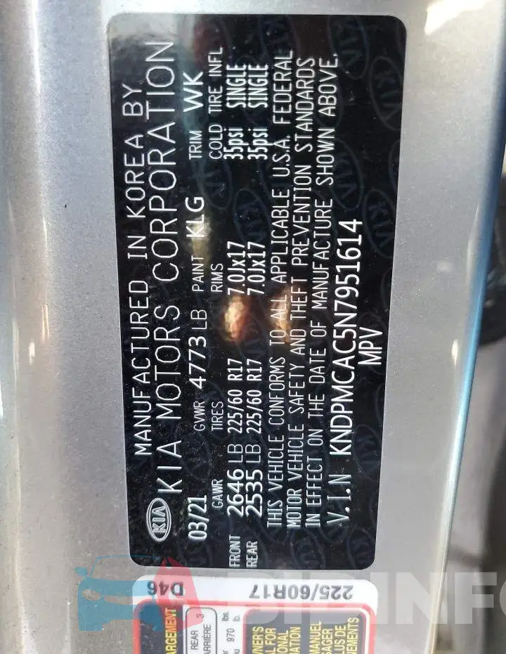 KNDPMCAC5N7951614 Photo# 14