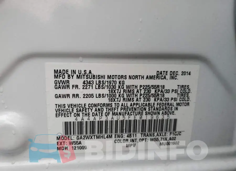 4A4AP3AU5FE019635 Photo# 13