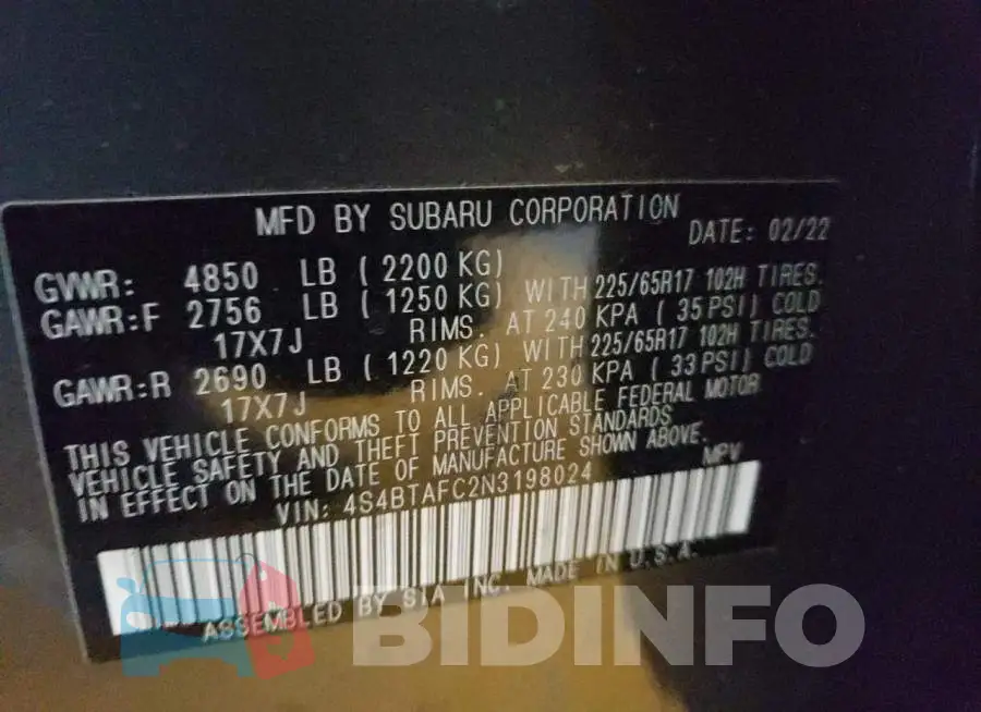 4S4BTAFC2N3198024 Photo# 13