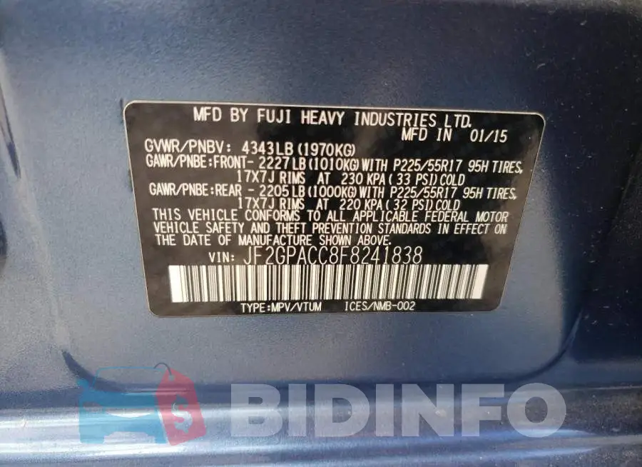 JF2GPACC8F8241838 Photo# 12
