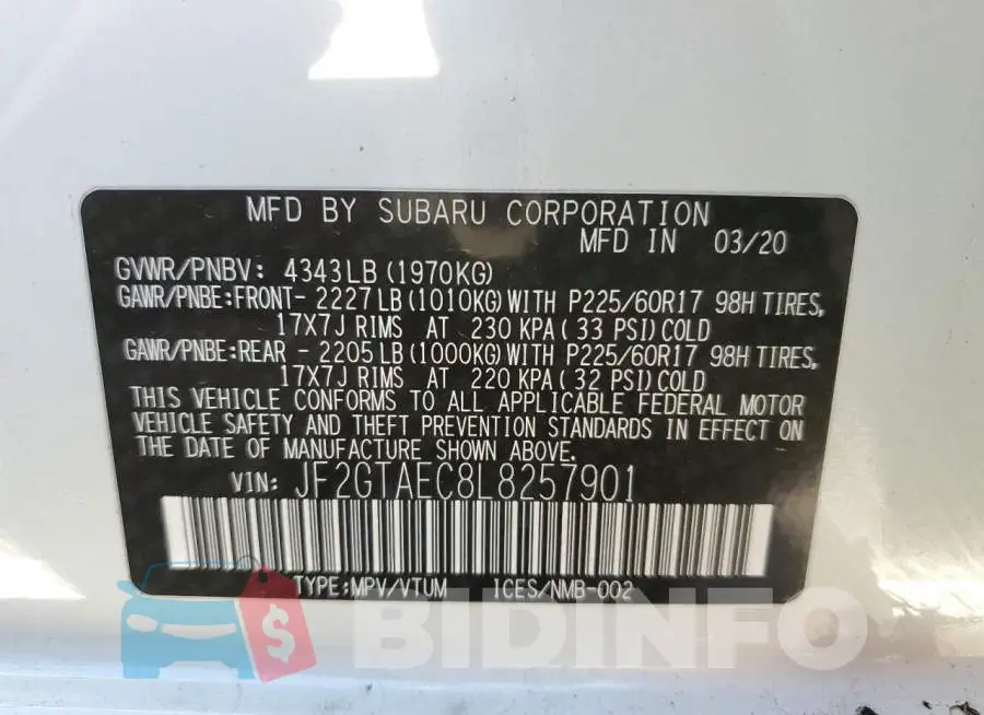 JF2GTAEC8L8257901 Photo# 13