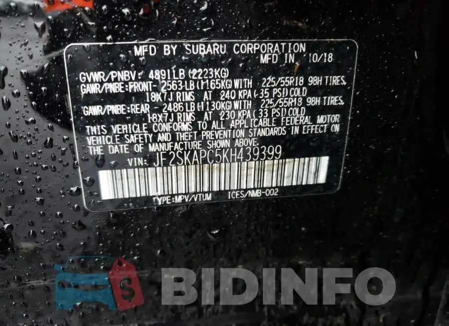 JF2SKAPC5KH439399 Photo# 12