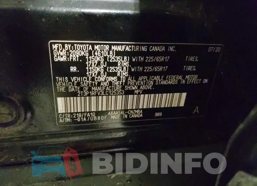 2T3P1RFV3LC125353 Photo# 13