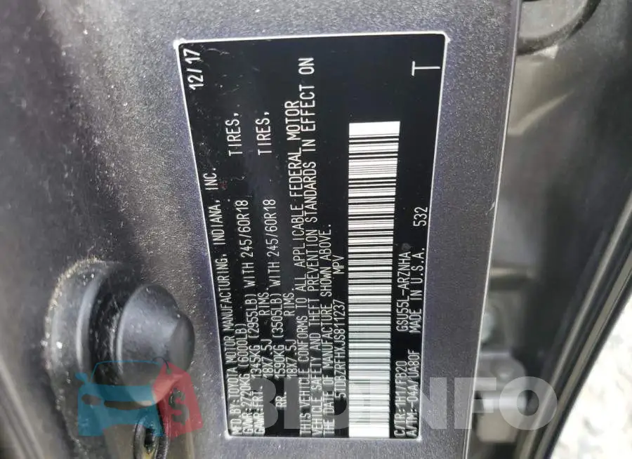5TDBZRFHXJS811237 Photo# 12