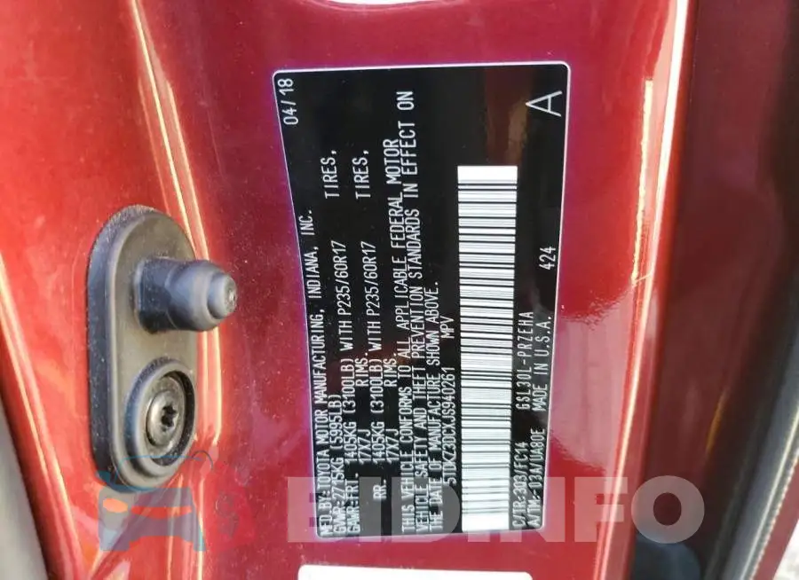 5TDKZ3DCXJS940261 Photo# 13