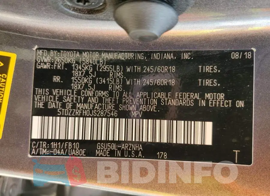 5TDZZRFH0JS287546 Photo# 13