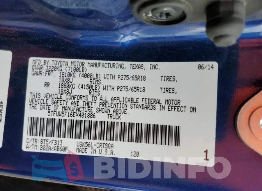 5TFUW5F16EX401886 Photo# 10