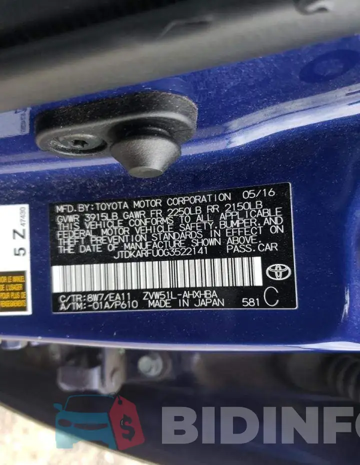 JTDKARFU0G3522141 Photo# 12