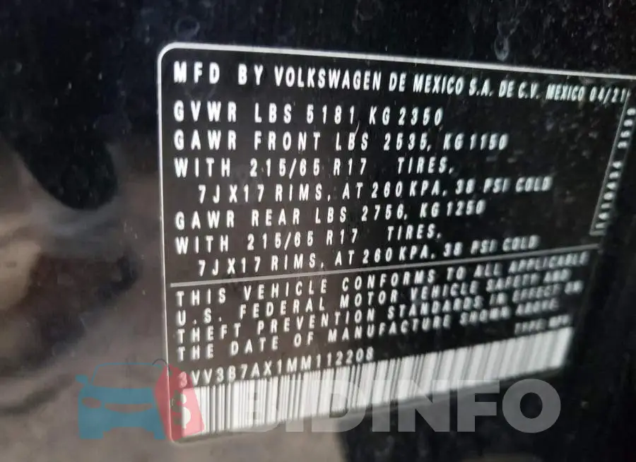 3VV3B7AX1MM112208 Photo# 14