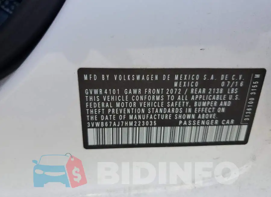 3VWB67AJ7HM223035 Photo# 13