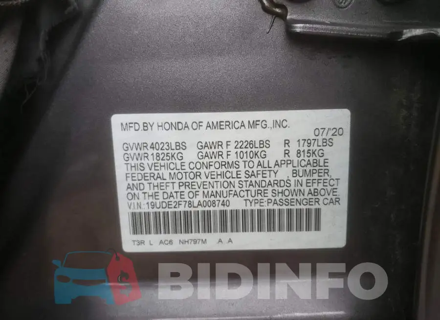 19UDE2F78LA008740 Photo# 12