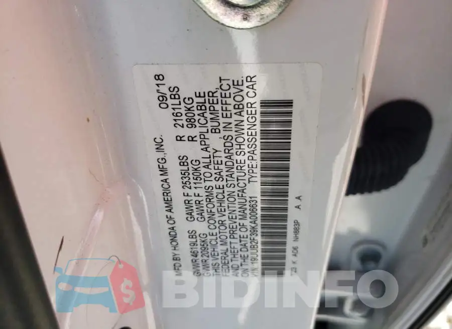 19UUB2F39KA006631 Photo# 12
