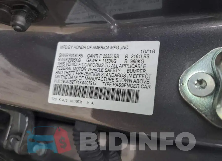 19UUB2F41KA007913 Photo# 12