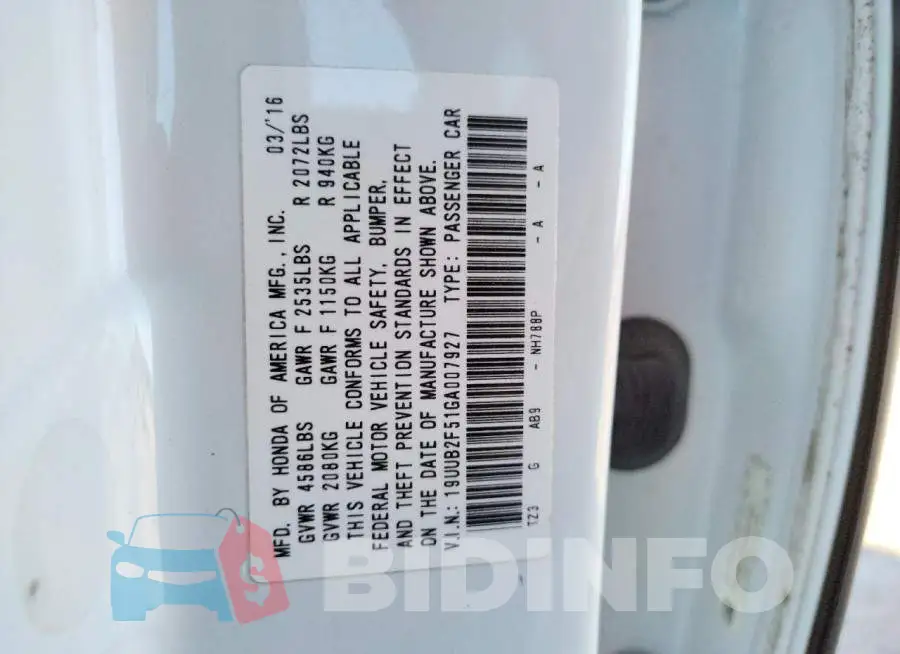 19UUB2F51GA007927 Photo# 12