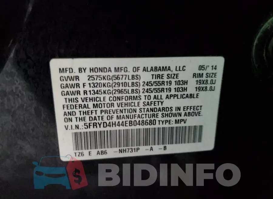 5FRYD4H44EB048680 Photo# 13