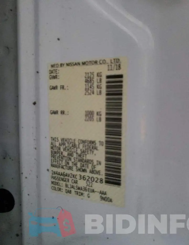 1N4AA6AV2KC362028 Photo# 10