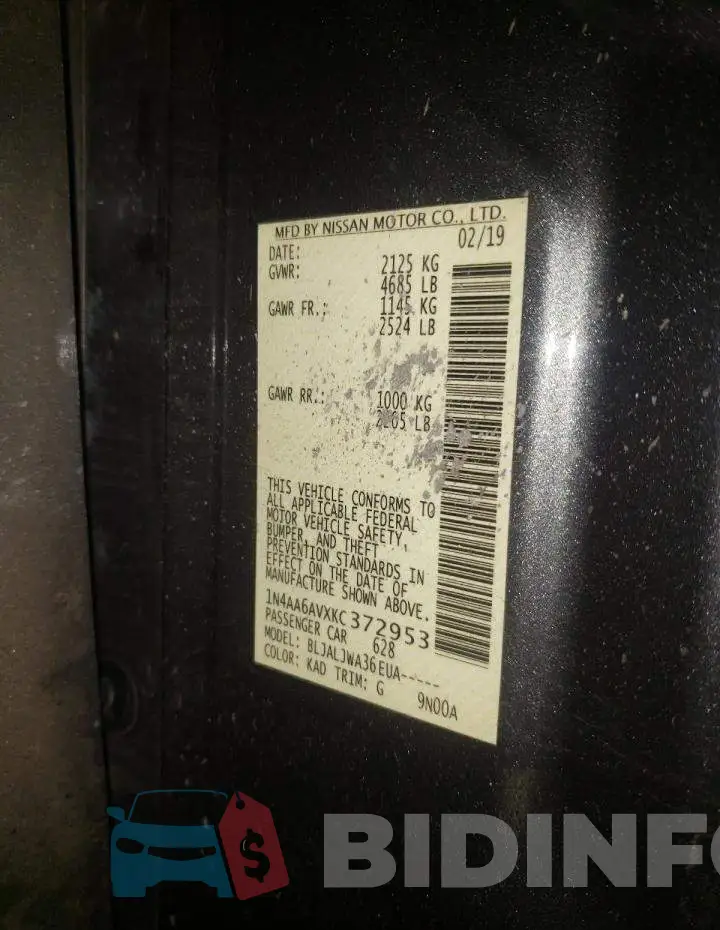1N4AA6AVXKC372953 Photo# 12