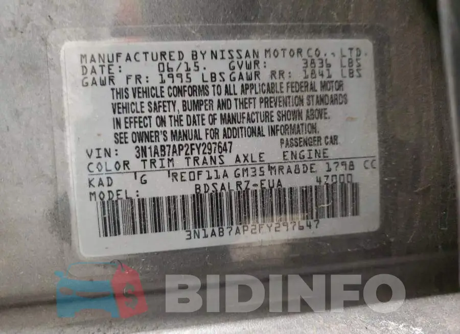 3N1AB7AP2FY297647 Photo# 12