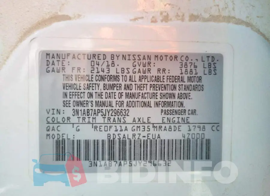 3N1AB7AP5JY296632 Photo# 10