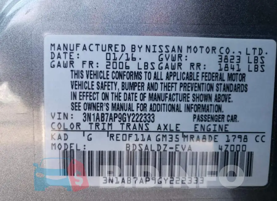 3N1AB7AP9GY222333 Photo# 12