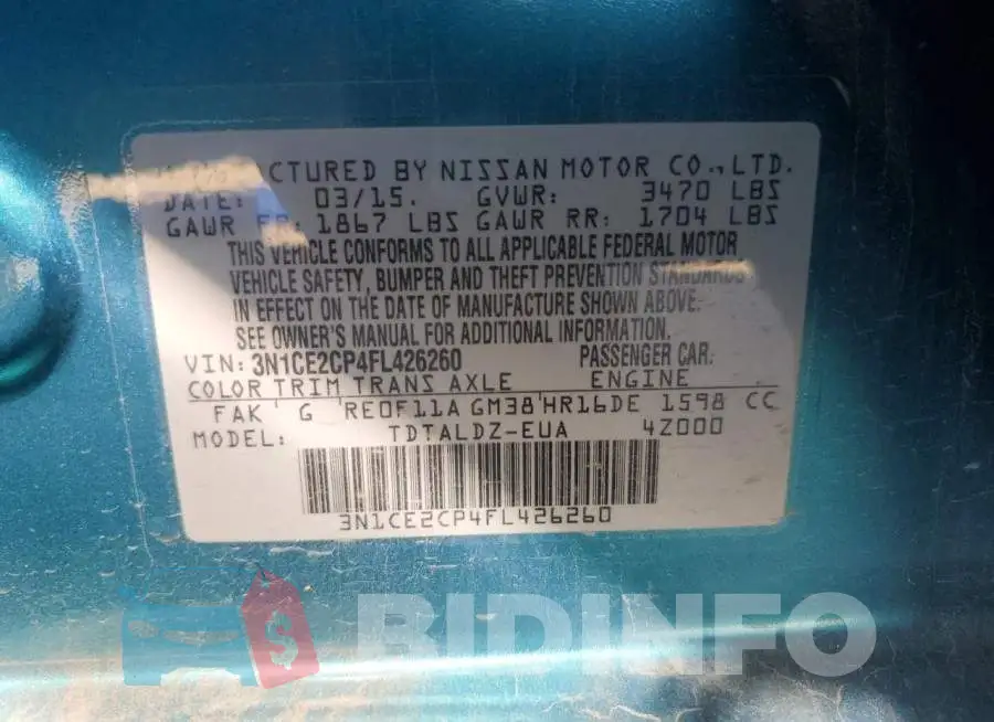 3N1CE2CP4FL426260 Photo# 12